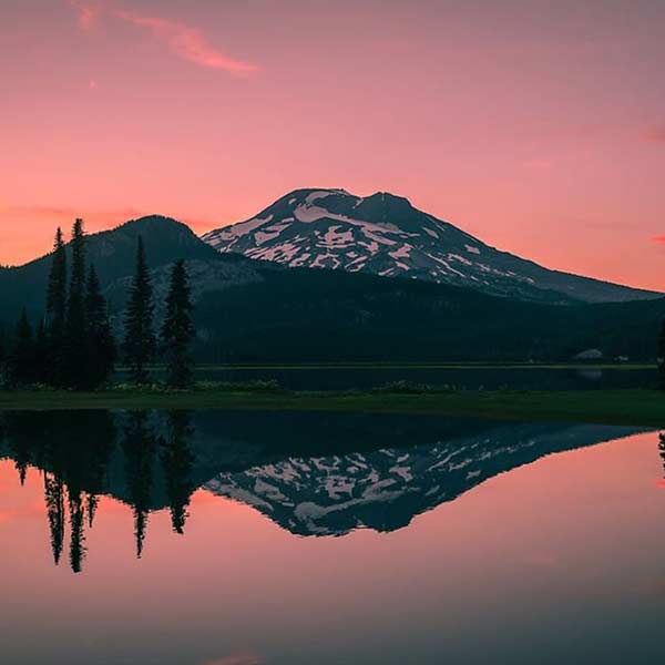 View of Mt. Bachelor from Sparks Lake, Bend Oregon.