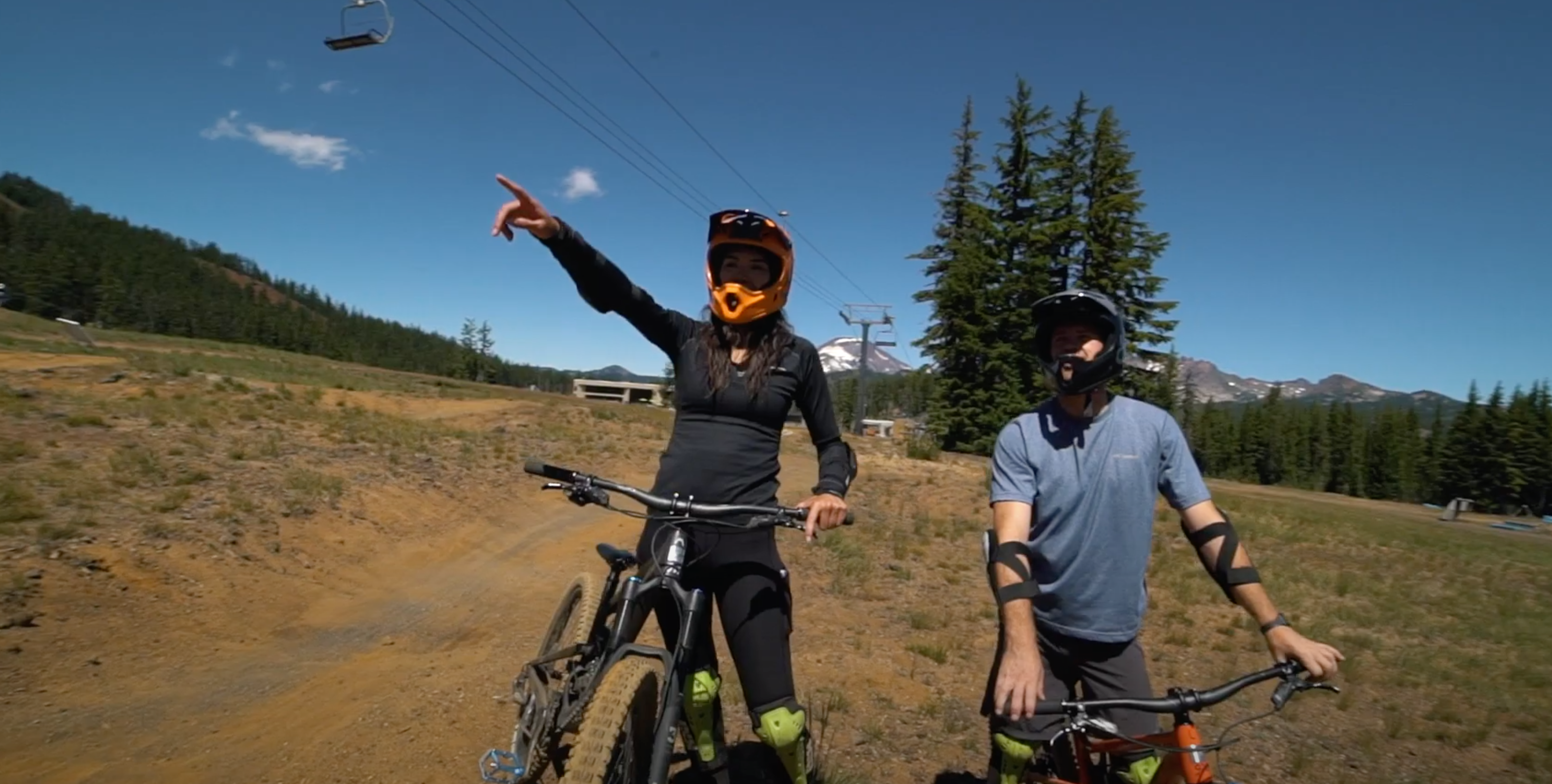 Mountain bikers pick their route on Mt. Bachelor