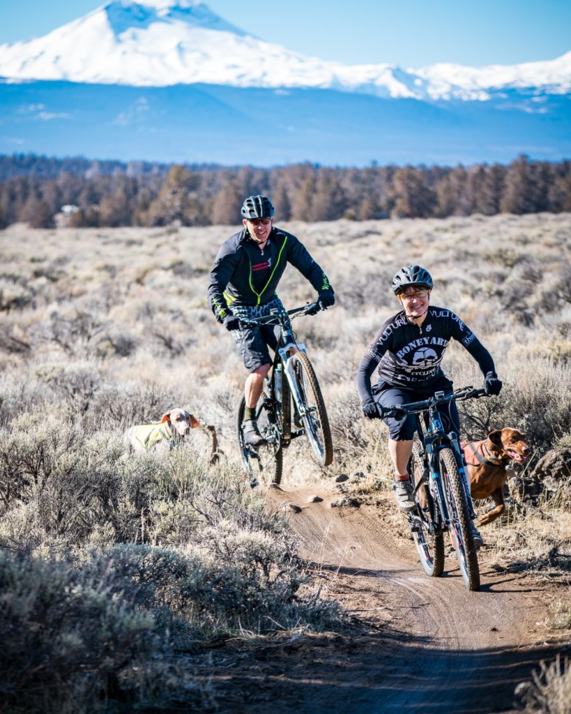 Couple Mountain Biking in Central Oregon.