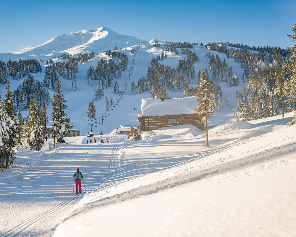 View of Mt. Bachelor wit XC Skiier