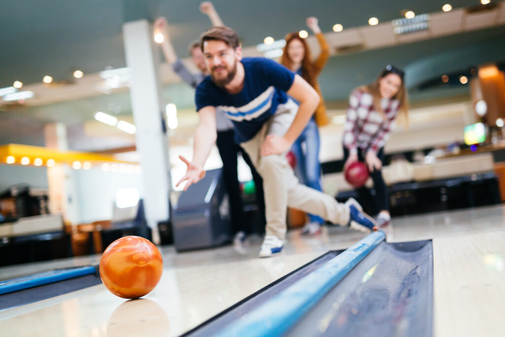 Friends bowling, Lava Lanes Bend Oregon.